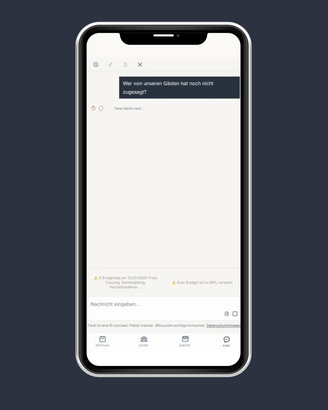 Førel-App: Chat zur Gästeliste