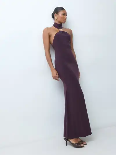 ASOS Design Neckholder-Maxikleid Pflaume
